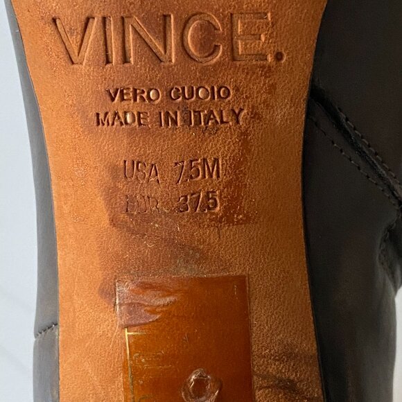Vince Blakely Gray Leather Block Heel Booties Round Toe Zipper Womens Sz 7.5 EUC - Picture 5 of 6